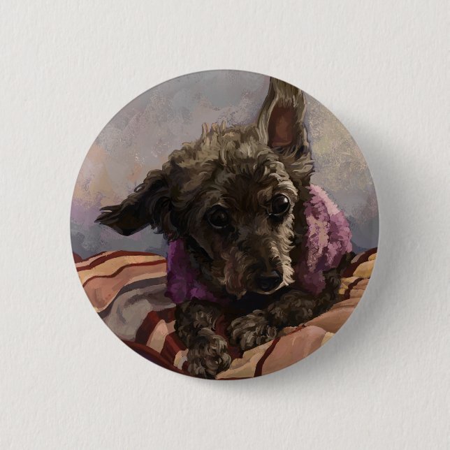 Misty the Poodle 6 Cm Round Badge (Front)