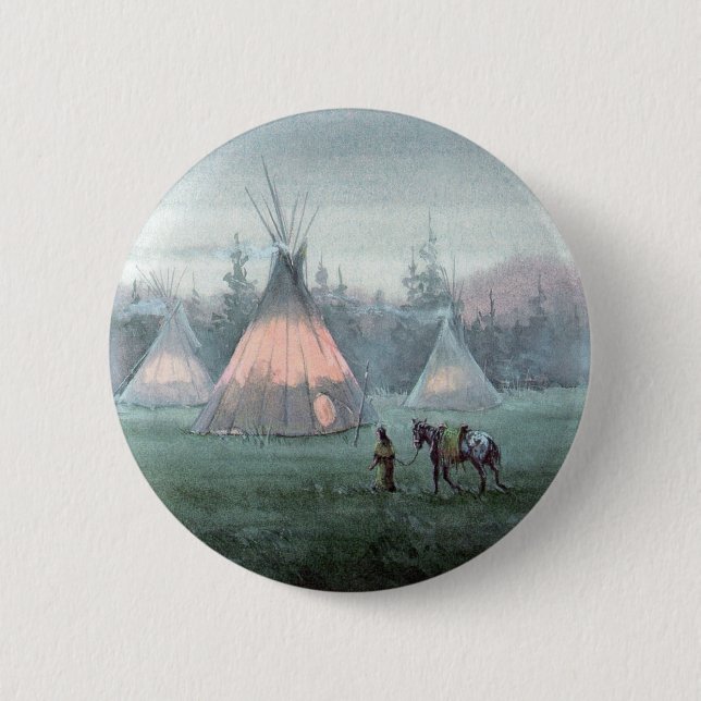 MISTY TIPI CAMP by SHARON SHARPE 6 Cm Round Badge (Front)