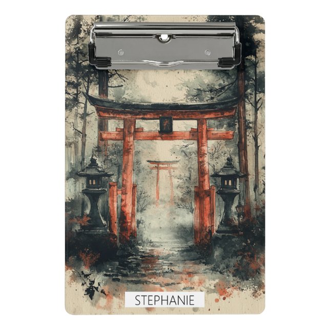 Misty Torii Path Watercolor Mini Clipboard (Front)