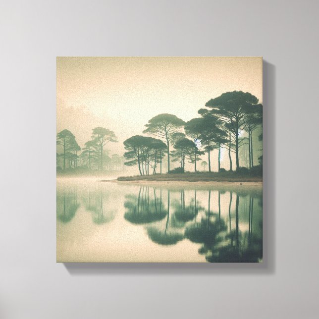 Misty Tranquil Lake View – Canvas Wall Art (Front)