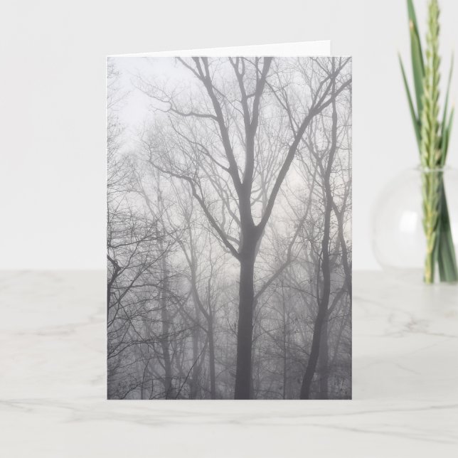 Misty Trees Grey Woodland Card (Front)