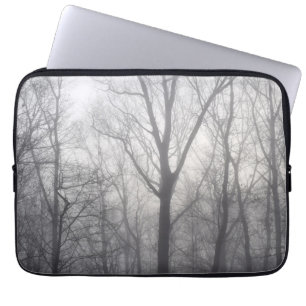 Misty Trees Grey Woodland Laptop Sleeve