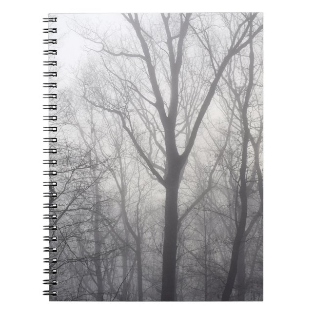 Misty Trees Grey Woodland Notebook (Front)