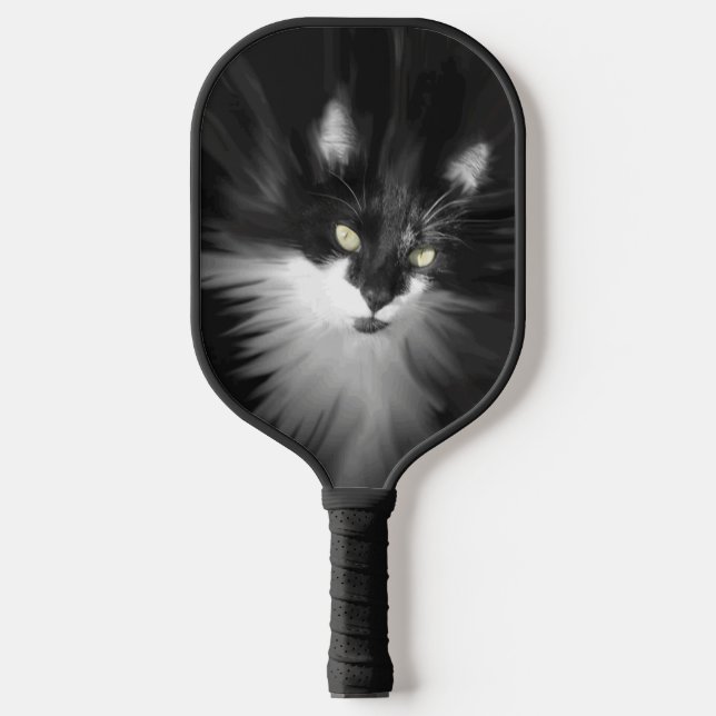 Misty Tuxedo Cat Pickleball Paddle (Front)