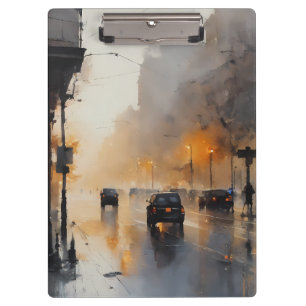 Misty Urban Evening  Clipboard