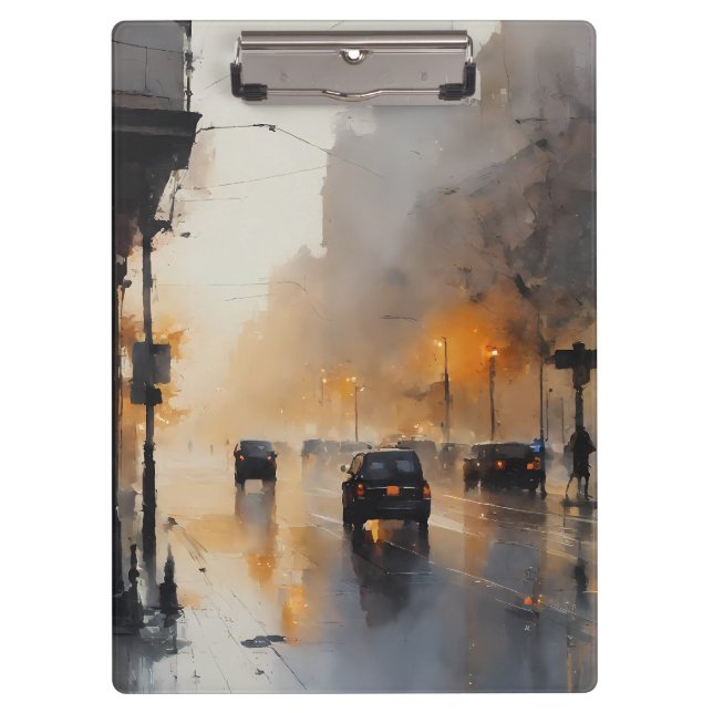 Misty Urban Evening  Clipboard (Front)