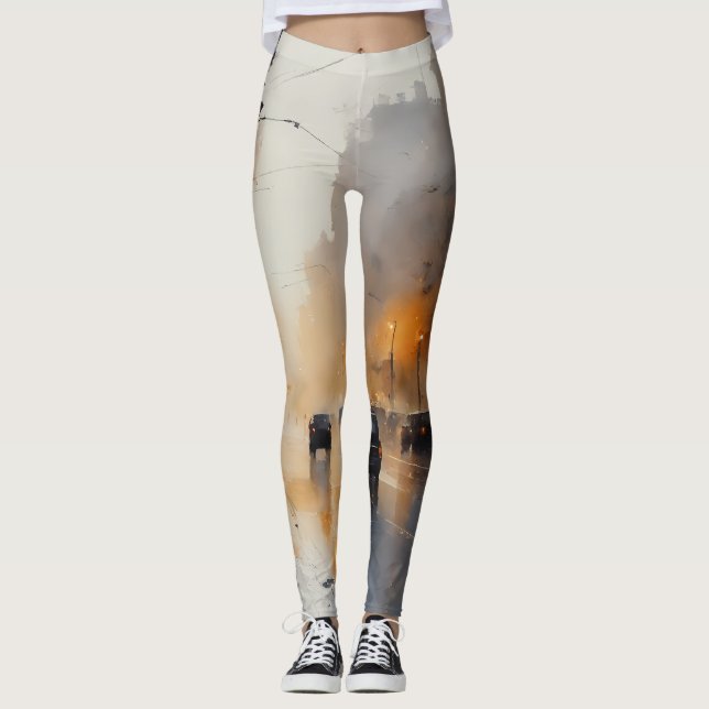 Misty Urban Evening  Leggings (Front)