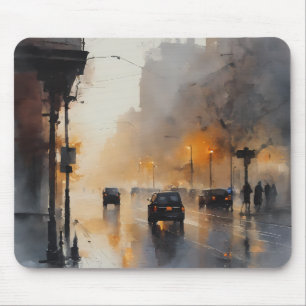 Misty Urban Evening Mouse Mat