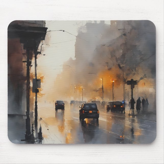 Misty Urban Evening  Mouse Mat (Front)