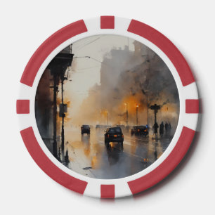 Misty Urban Evening  Poker Chips