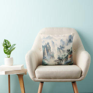 Misty Valley Mountains Cushion