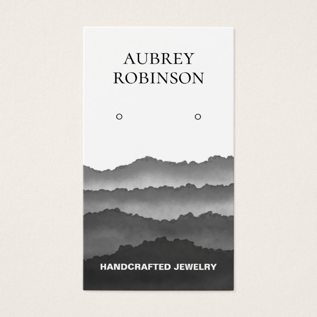 Misty Watercolor Mountains Grey Display Card (Front)
