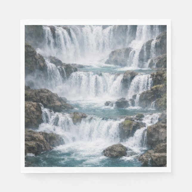 Misty Waterfall Landscape Napkin (Front)