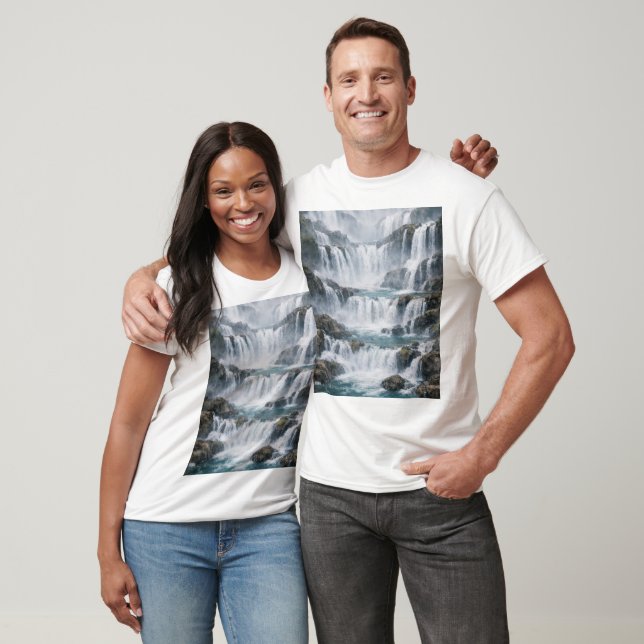 Misty Waterfall Landscape T-Shirt (Unisex)