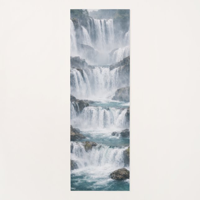 Misty Waterfall Landscape Yoga Mat (Front)