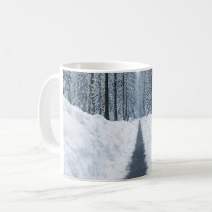 Misty Winter Forest Path Winter Landscape Coffee Mug