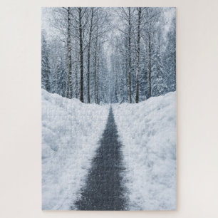 Misty Winter Forest Path Winter Landscape Jigsaw Puzzle