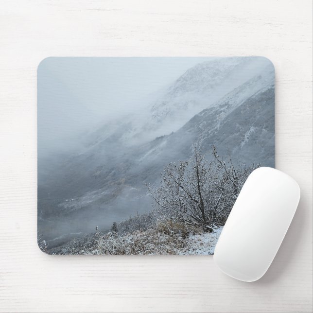 Misty Winter Mountain Valley Mousepad (With Mouse)