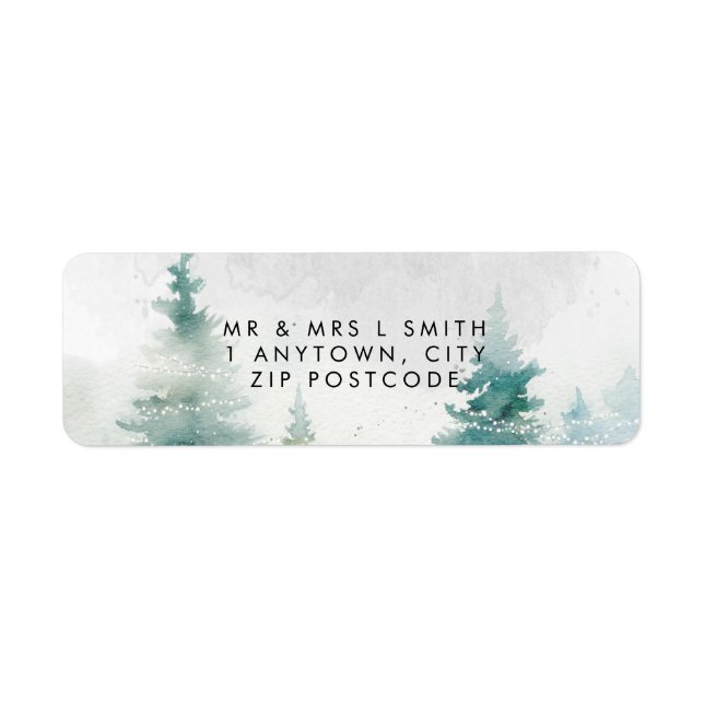 misty winter snow scene return address label (Front)