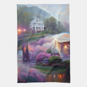 Misty Wisteria House on the Hill Tea Towel