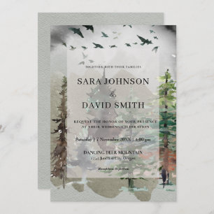 Misty Woodland Forest Rustic Wedding Invitation