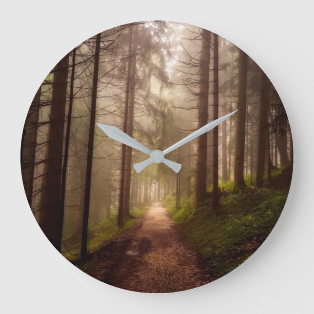 Misty Woodland Path Large Clock (Front)