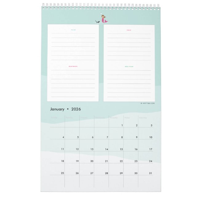 Mistyqe mermaid Planner Calendar (Jan 2026)