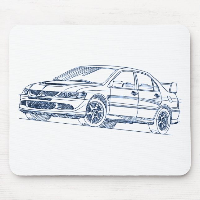 Mit Lancer Evo 8 VIII 2004 sketch Mouse Mat (Front)