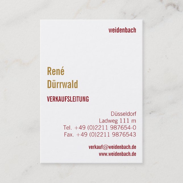 Mit Monogram Hochformat Business Card (Front)