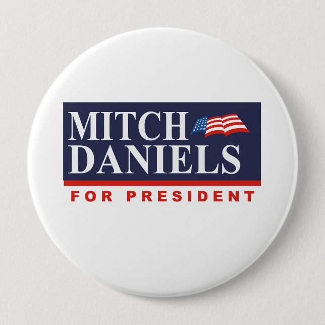 MITCH DANIELS FOR PRESIDENT (Banner) 10 Cm Round Badge (Front)