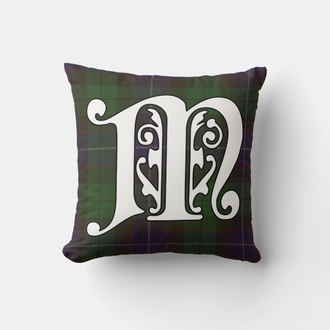 Mitchell Clan Tartan Monogram Cushion (Front)