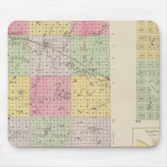 Mitchell County, Cawker City, Simpson, Kansas Mouse Mat (Front)