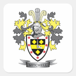 Mitchell Family Crest Coat of Arms Square Sticker