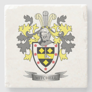 Mitchell Family Crest Coat of Arms Stone Coaster