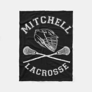 Mitchell Lacrosse Vintage Distressed Retro Lax Fleece Blanket