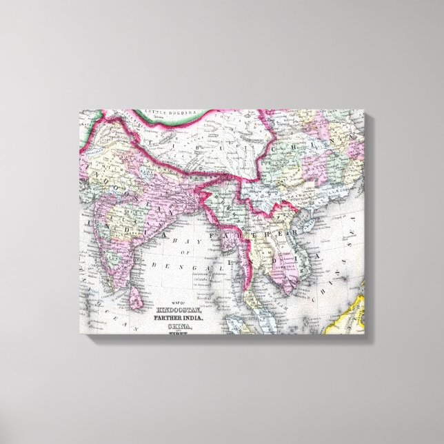 Mitchell Map | India, Tibet, China & SE Asia Canvas Print (Front)