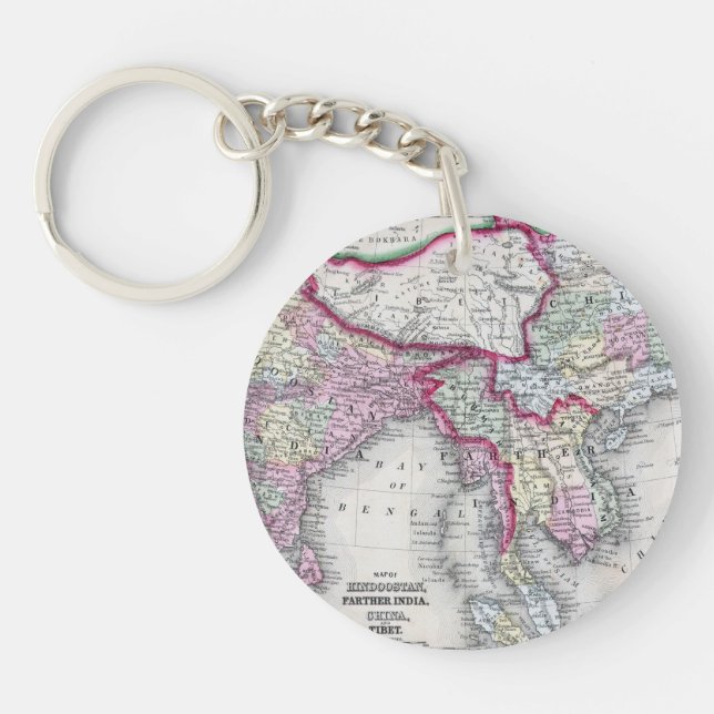 Mitchell Map | India, Tibet, China & SE Asia Key Ring (Front)
