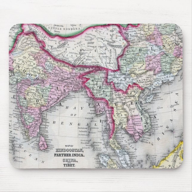 Mitchell Map | India, Tibet, China & SE Asia Mouse Mat (Front)
