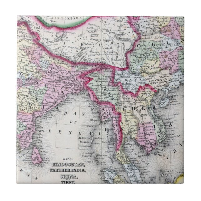 Mitchell Map | India, Tibet, China & SE Asia Tile (Front)