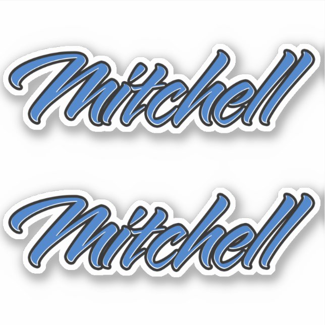 Mitchell name blue label sticker sticker set (Front)