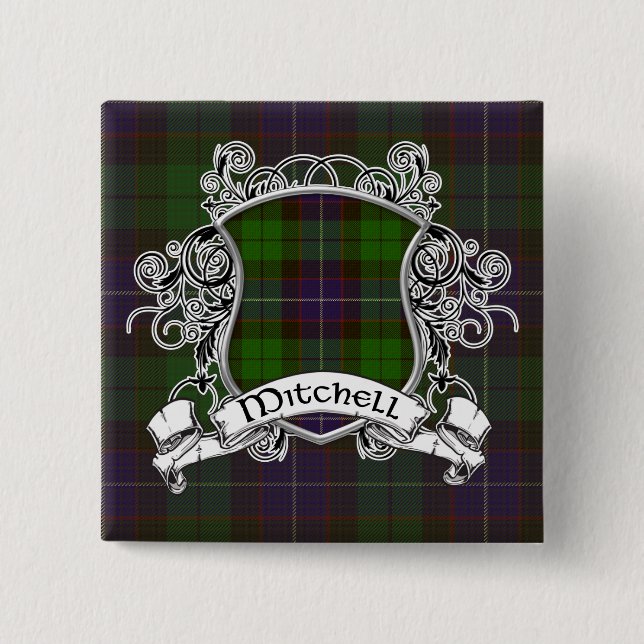 Mitchell Tartan Shield 15 Cm Square Badge (Front)