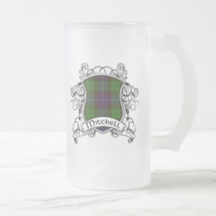 Mitchell Tartan Shield Frosted Glass Beer Mug
