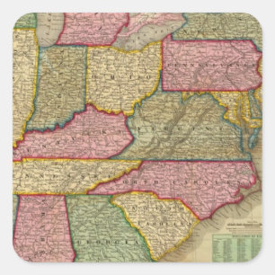 Mitchell's National Map of the American Republic Square Sticker