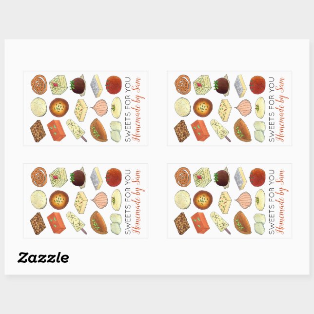 Mithai Indian Sweet Shop Confectionery Pastry Chef Rectangular Sticker (Sheet)
