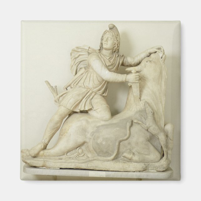 Mithras Sacrificing the Bull, Marble relief, Roman Magnet (Front)
