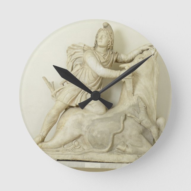 Mithras Sacrificing the Bull, Marble relief, Roman Round Clock (Front)