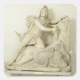 Mithras Sacrificing the Bull, Marble relief, Roman Square Sticker