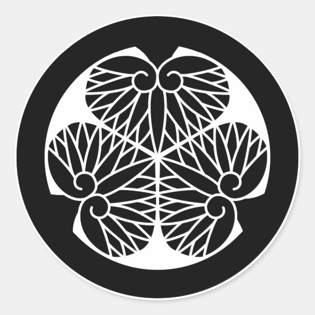 Mito-aoi (17 petals) classic round sticker (Front)