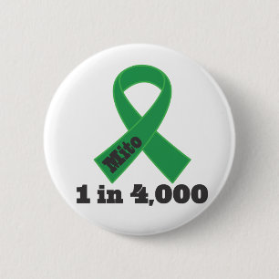 Mito Green Ribbon Awareness 1 in 4000 6 Cm Round Badge