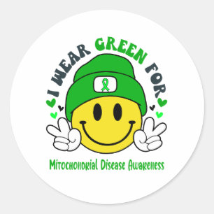 Mitochondrial Disease Awareness Ribbon Support Gif Classic Round Sticker